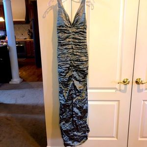 Nicole Miller Olive Velvet Ruched Slip Dress